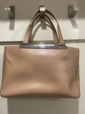 Michael Kors Nude Leather Tolda Tote with Silver Accents